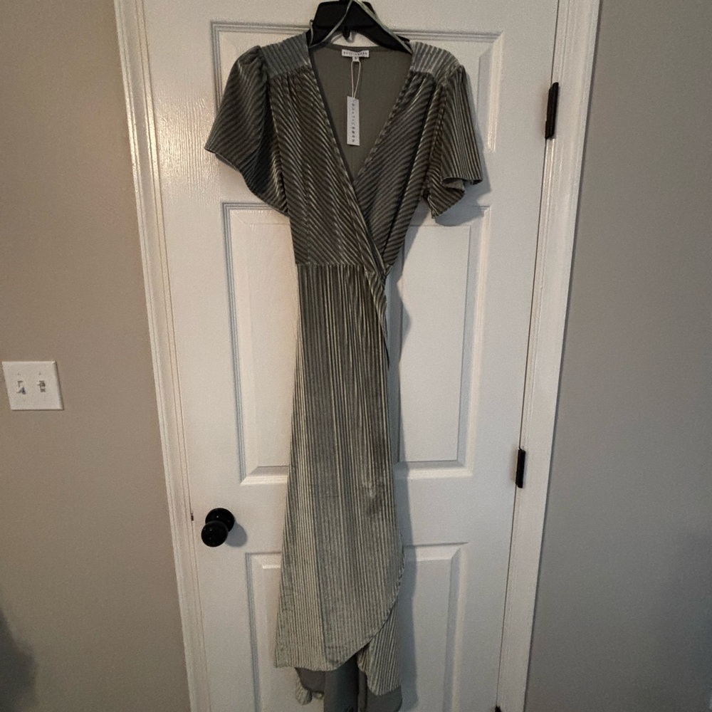 Baltic Born Gray Flutter Sleeve Wrap Maxi Dress